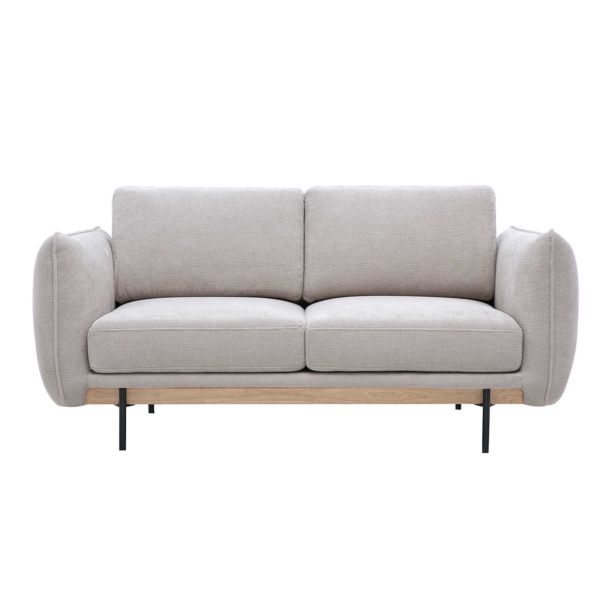 Divano design 2 posti in tessuto chenille beige e metallo nero TODD