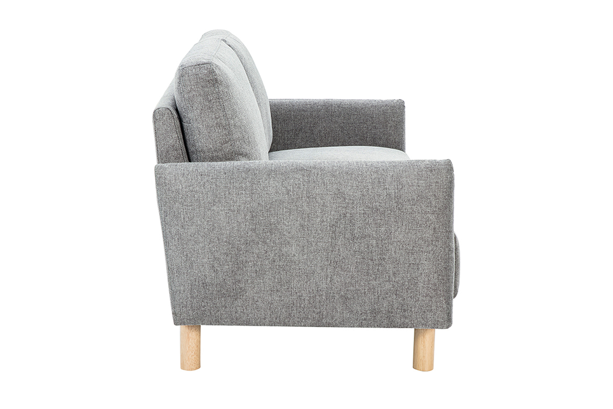 Divano 2 posti BONO grigio in tessuto effetto velluto, vista laterale.