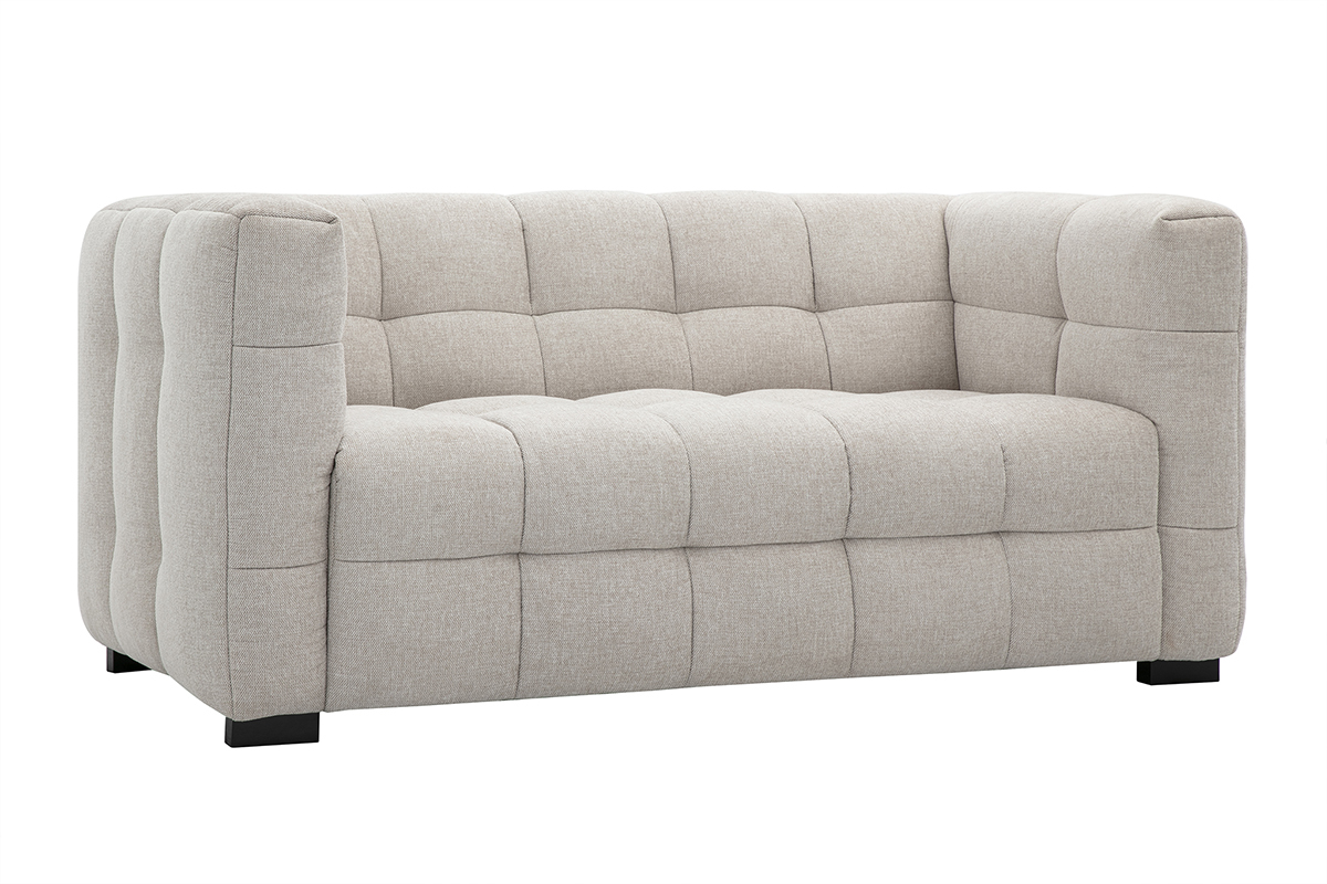 Divano design 2 posti in tessuto effetto velluto testurizzato beige CORTO