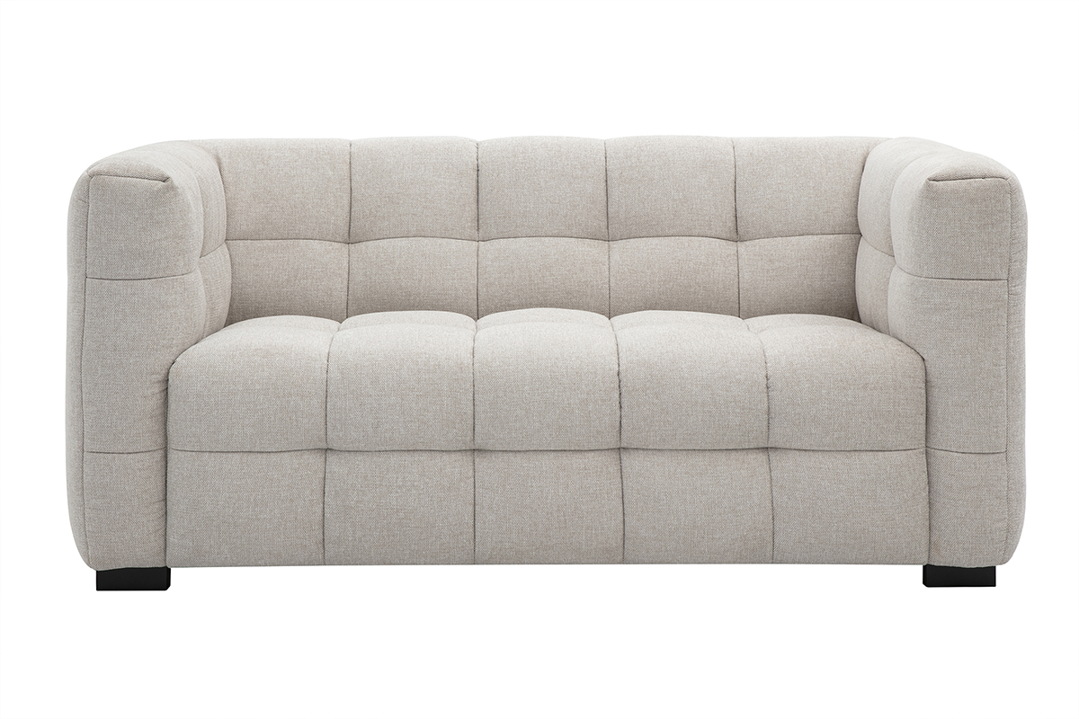 Divano design 2 posti in tessuto effetto velluto testurizzato beige CORTO
