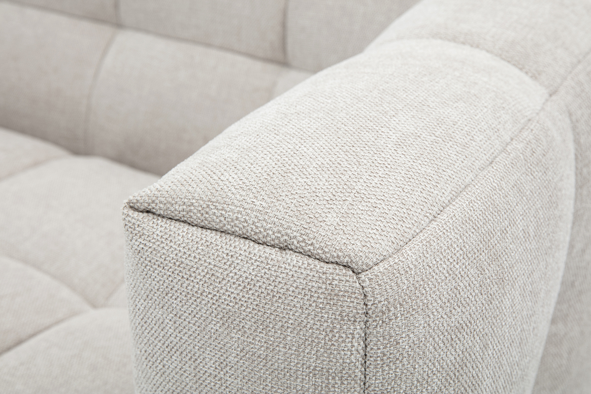 Divano design 2 posti in tessuto effetto velluto testurizzato beige CORTO