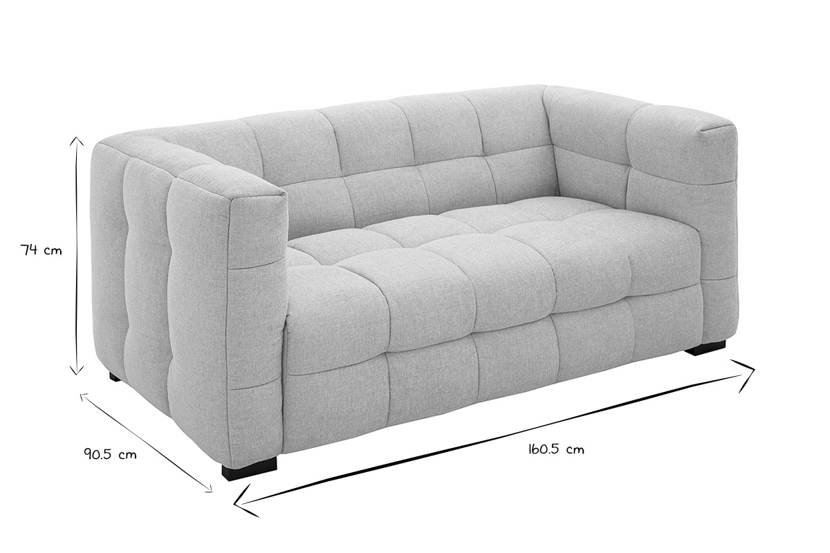 Divano design 2 posti in tessuto effetto velluto testurizzato beige CORTO
