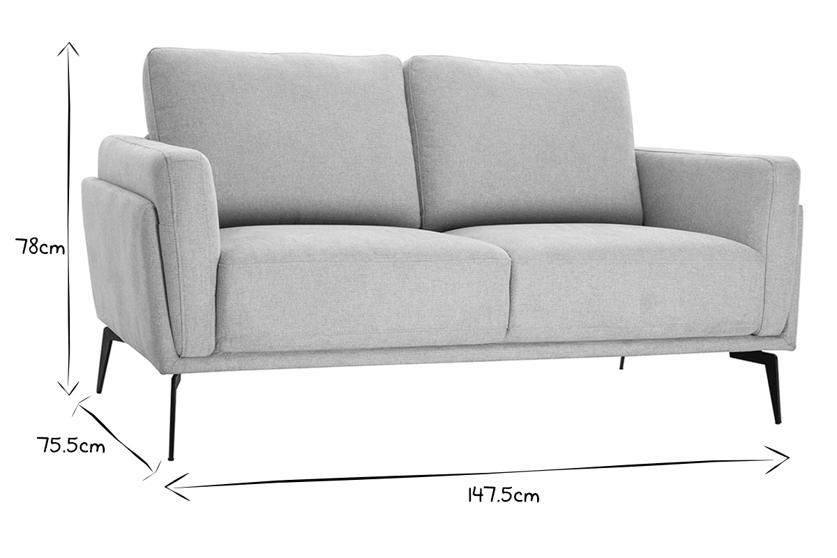 Divano design 2 posti in tessuto effetto velluto testurizzato beige MOSCO