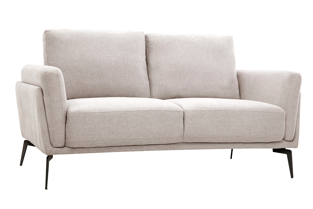 Divano design 2 posti in tessuto effetto velluto testurizzato beige MOSCO
