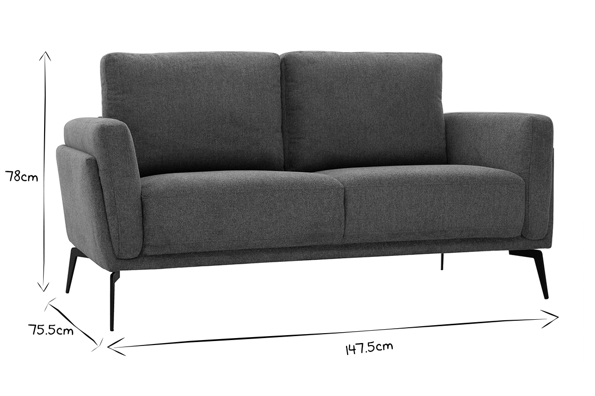 Divano design 2 posti in tessuto effetto velluto testurizzato grigio MOSCO