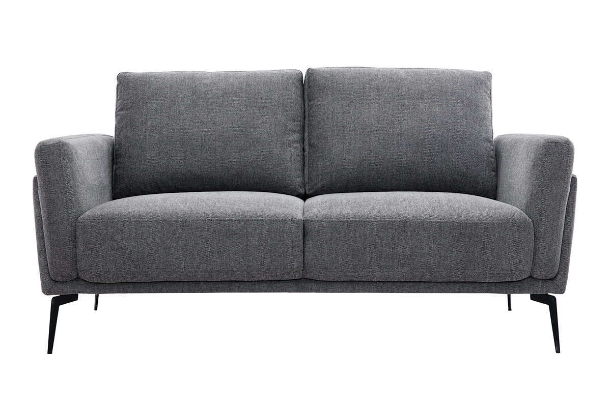 Divano design 2 posti in tessuto effetto velluto testurizzato grigio MOSCO
