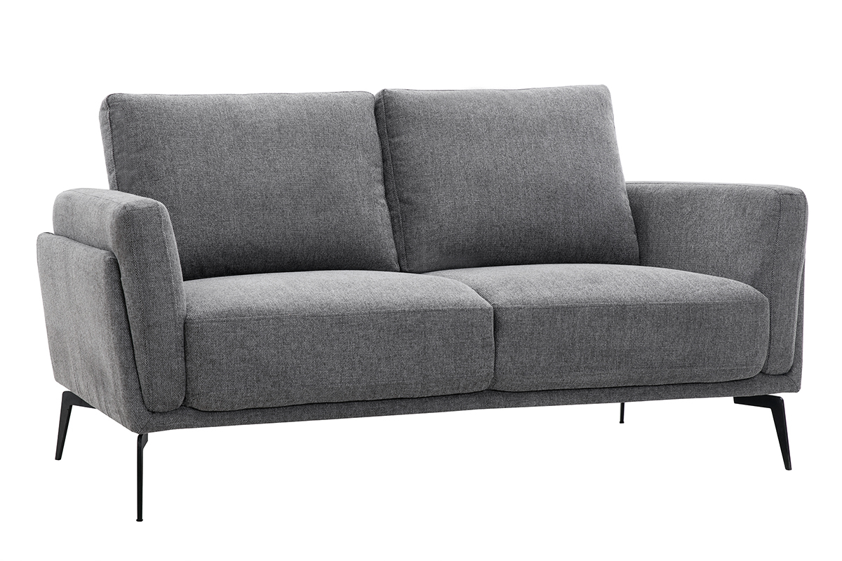Divano design 2 posti in tessuto effetto velluto testurizzato grigio MOSCO