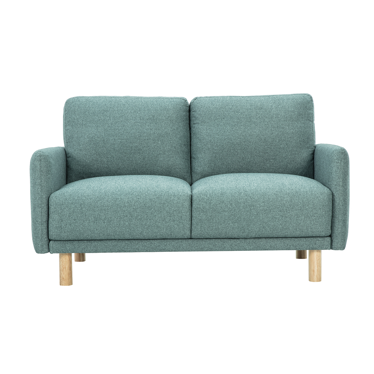 Divano design 2 posti in tessuto verde grigio e legno chiaro BONO
