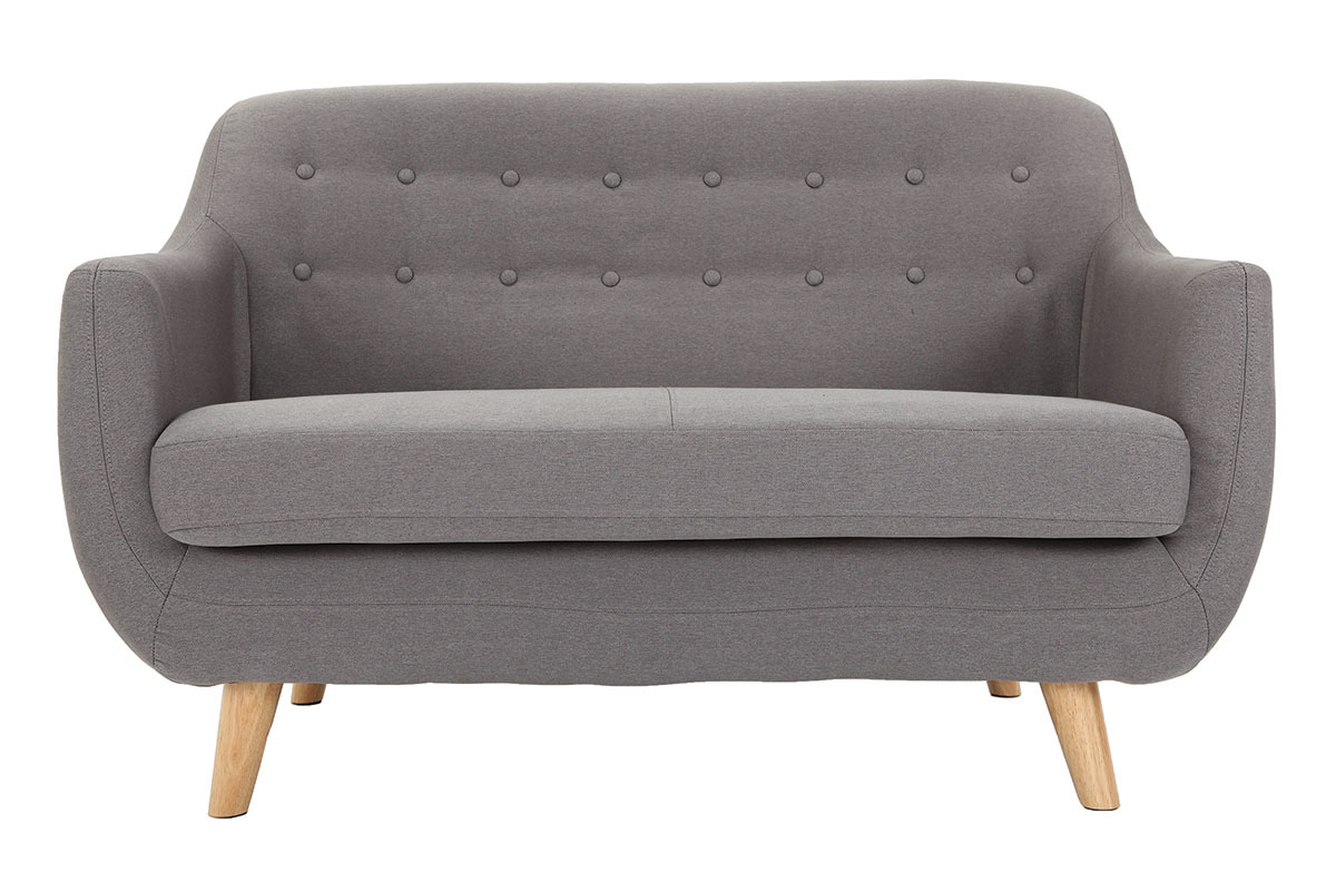 Divano design 2 posti sfoderabile in tessuto grigio YNOK