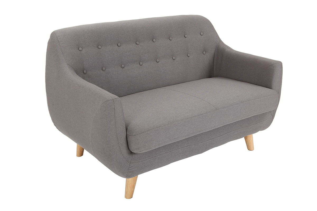 Divano design 2 posti sfoderabile in tessuto grigio YNOK