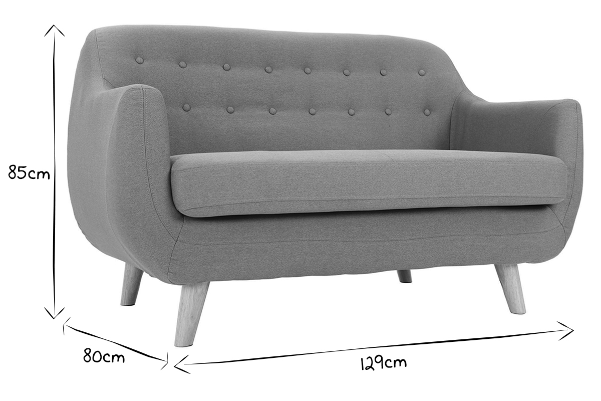 Divano design 2 posti sfoderabile in tessuto grigio YNOK