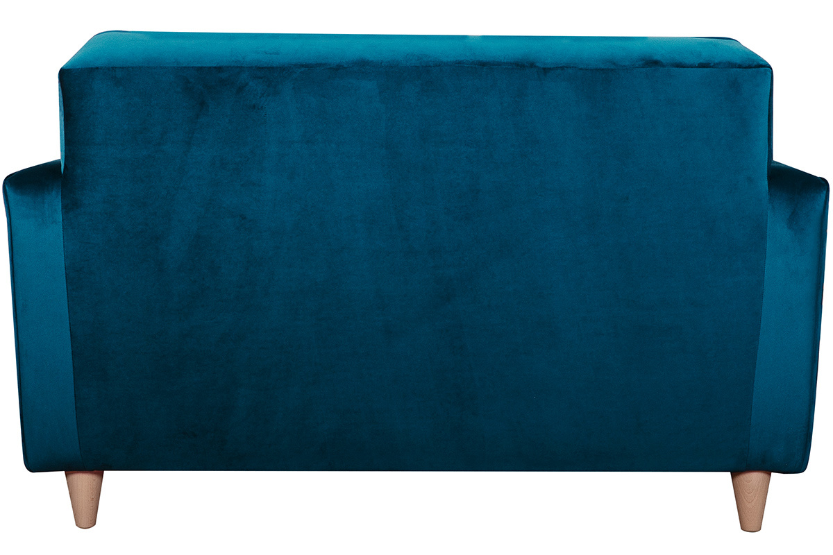 Divano design 2 posti velluto blu pavone CIGALE