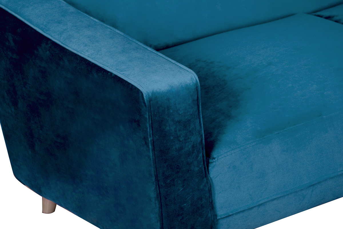 Divano design 2 posti velluto blu pavone CIGALE