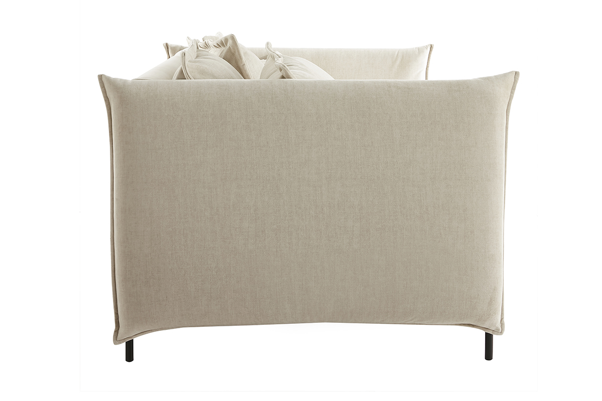 Divano design 3-4 posti in tessuto velluto beige e metallo nero ALMAR