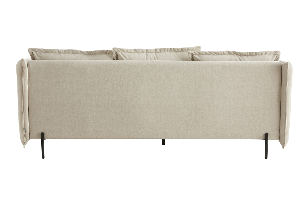Divano design 3-4 posti in tessuto velluto beige e metallo nero ALMAR
