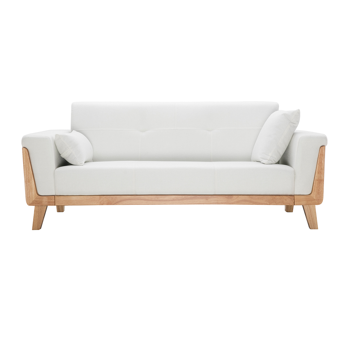 Divano design 3 posti bianco piedi in legno FJORD