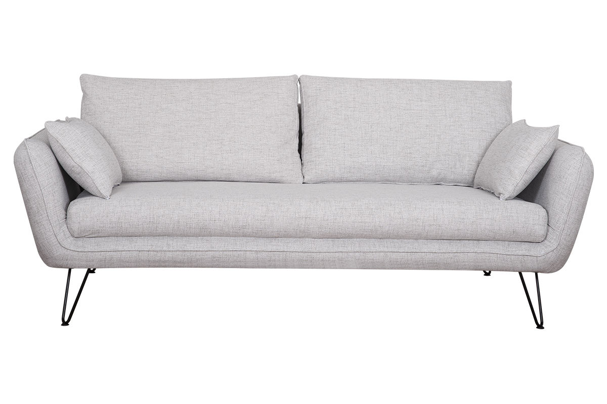 Divano design 3 posti grigio chiaro base metallo nero CREEP