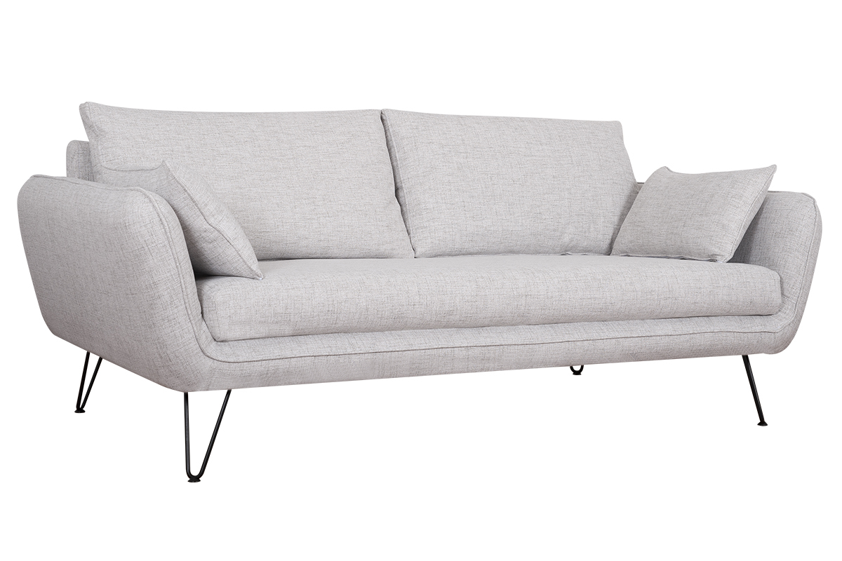 Divano design 3 posti grigio chiaro base metallo nero CREEP