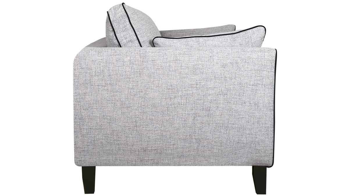 Divano design 3 posti grigio e velluto nero HARRISON