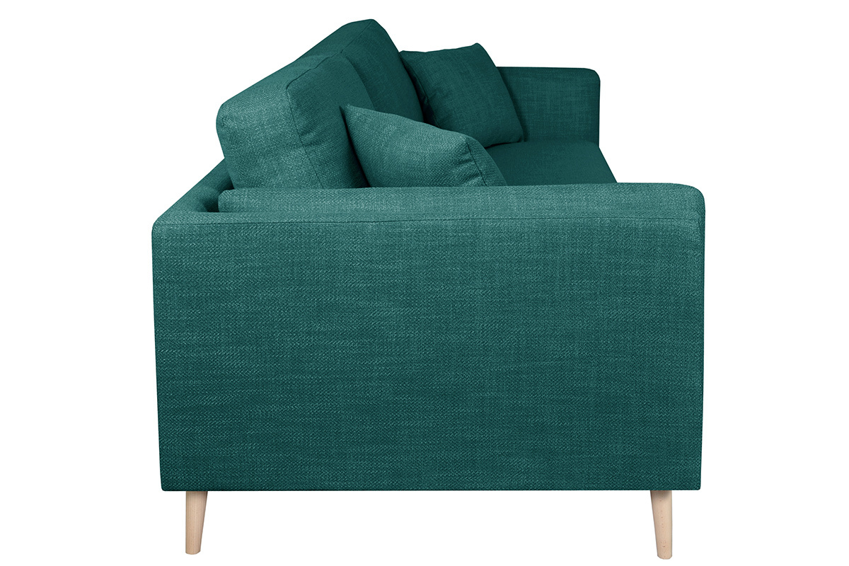 Divano design 3 posti in tessuto blu pavone VOGUE