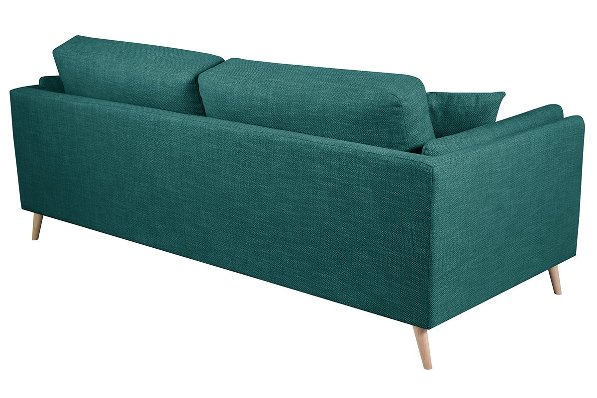 Divano design 3 posti in tessuto blu pavone VOGUE