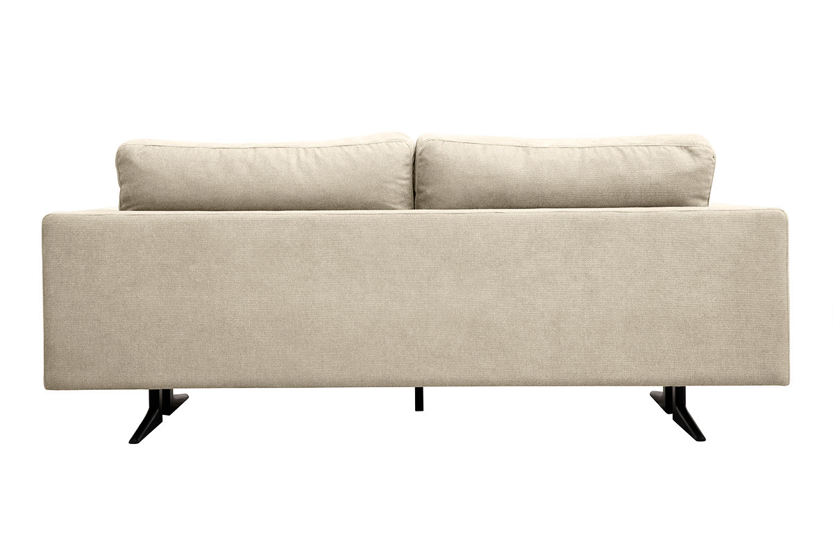 Divano design 3 posti in tessuto chenille beige e metallo nero LENNON