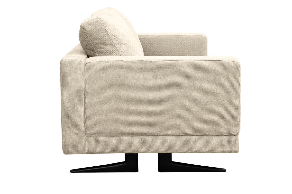Divano design 3 posti in tessuto chenille beige e metallo nero LENNON