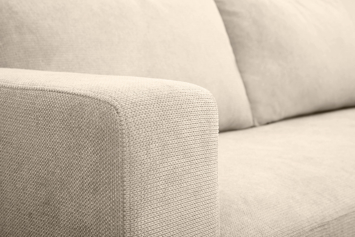 Divano design 3 posti in tessuto chenille beige e metallo nero LENNON