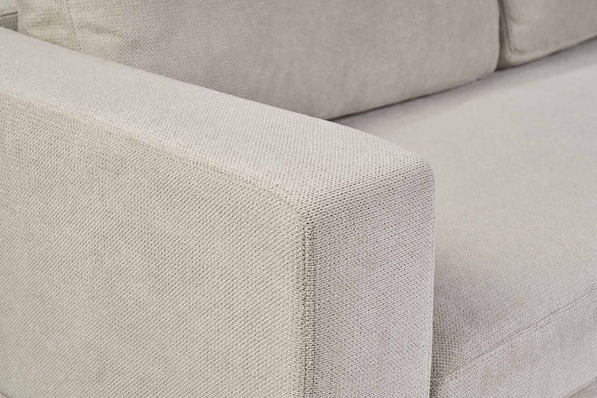 Divano design 3 posti in tessuto chenille beige e metallo nero LENNON