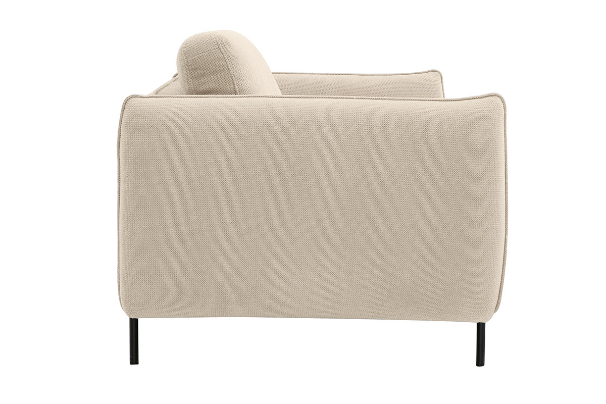 Divano design 3 posti in tessuto chenille beige e metallo nero TODD