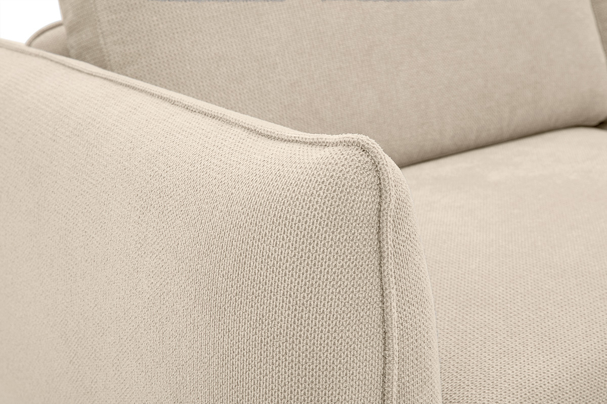 Divano design 3 posti in tessuto chenille beige e metallo nero TODD