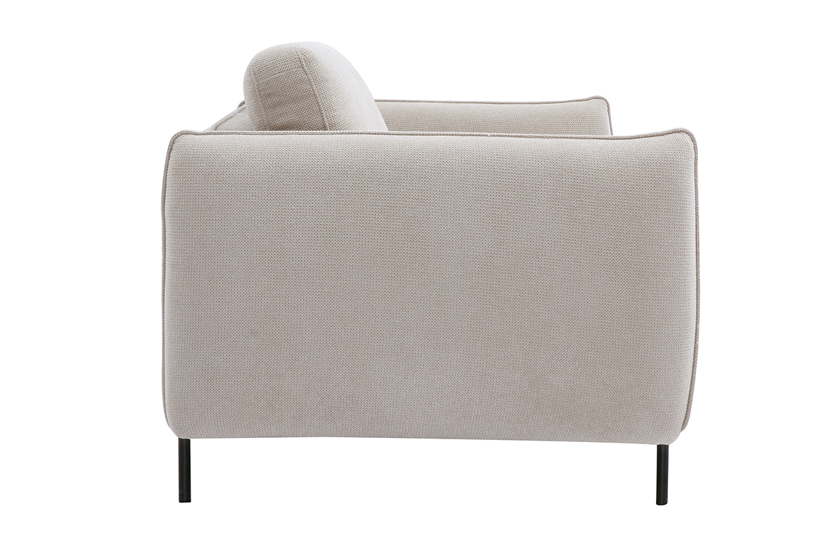 Divano design 3 posti in tessuto chenille beige e metallo nero TODD