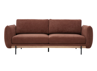 Divano design 3 posti in tessuto chenille terra bruciata e metallo nero TODD