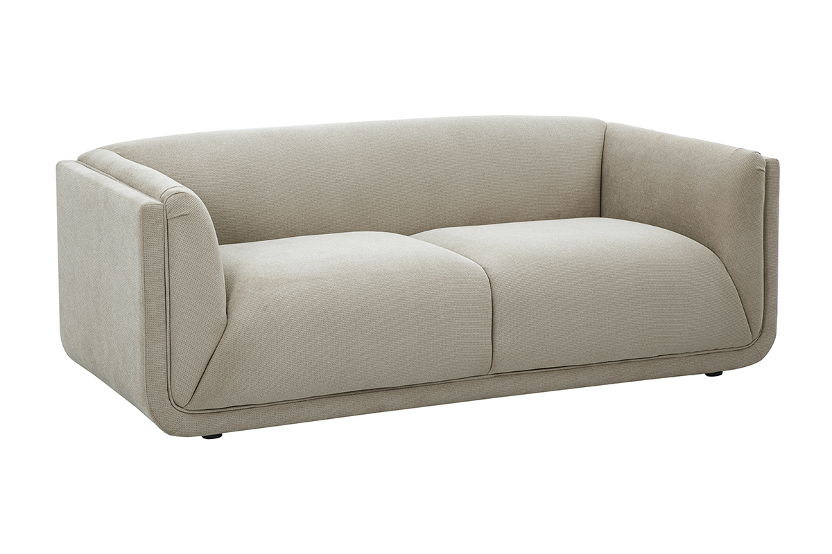 Divano design 3 posti in tessuto ciniglia testurato beige HOSBO