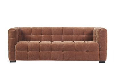 Divano design 3 posti in tessuto effetto velluto color bruciato CORTO
