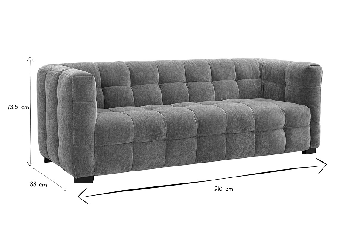 Divano design 3 posti in tessuto effetto velluto color marrone nocciola CORTO