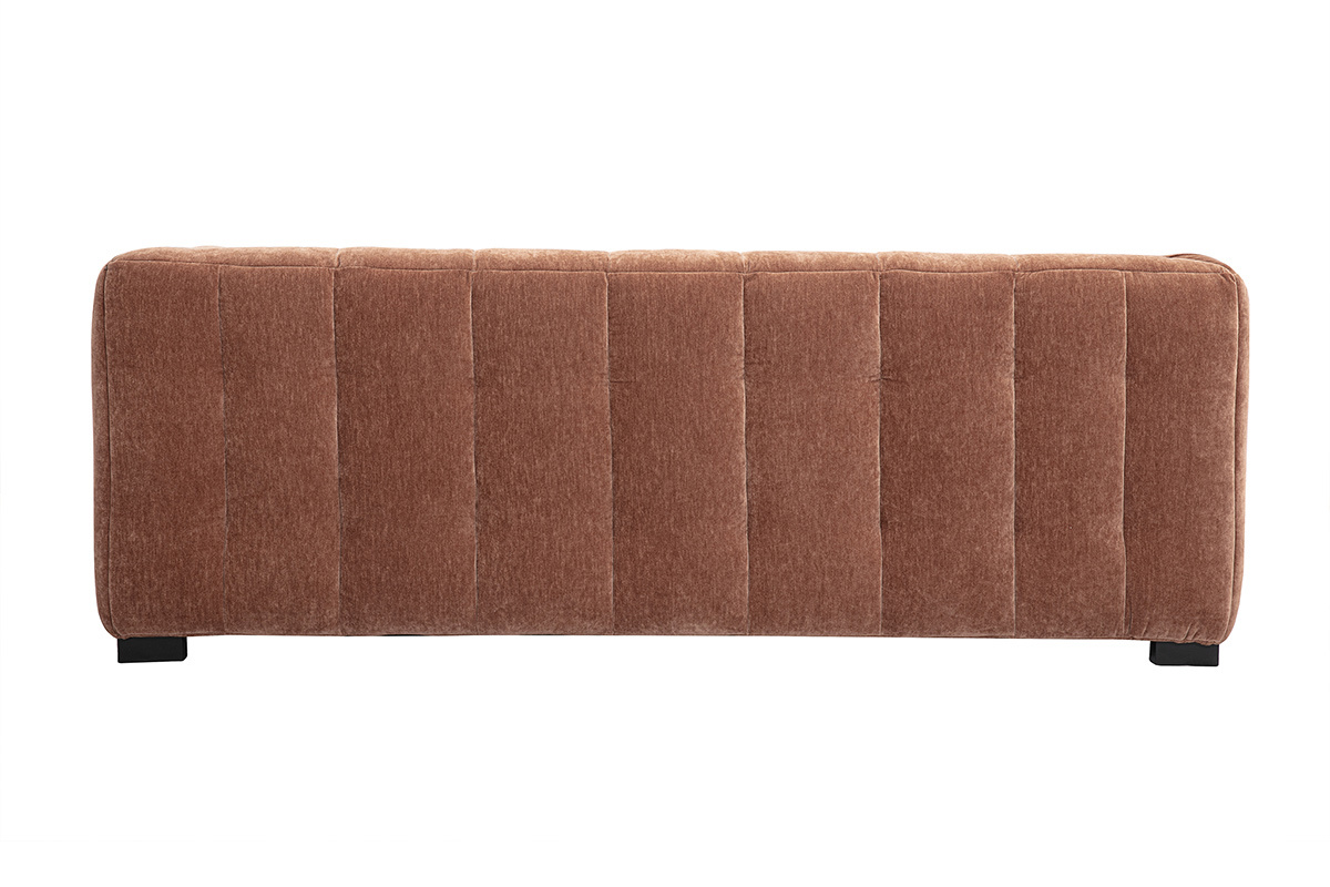 Divano design 3 posti in tessuto effetto velluto color marrone nocciola CORTO