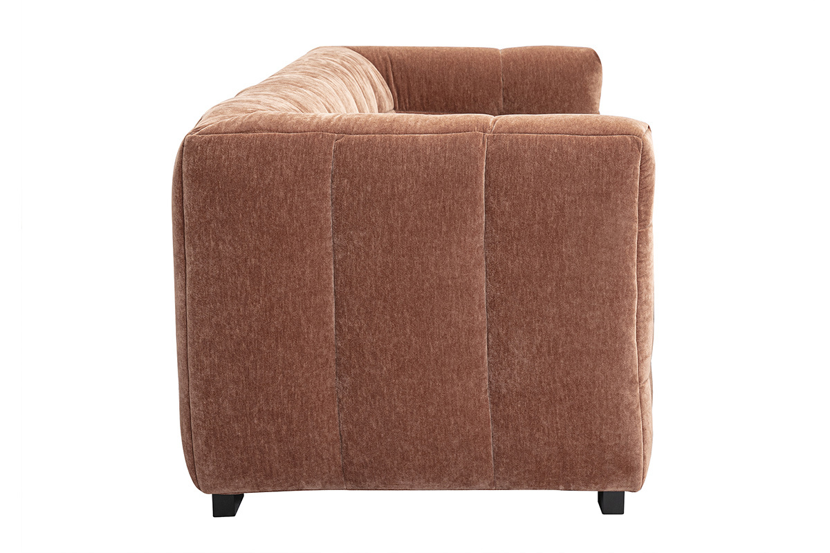 Divano design 3 posti in tessuto effetto velluto color marrone nocciola CORTO