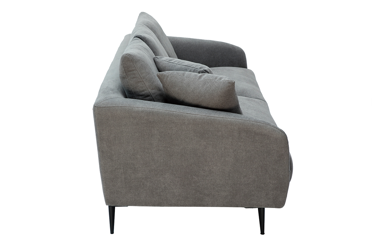 Divano design 3 posti in tessuto effetto velluto grigio JERRY