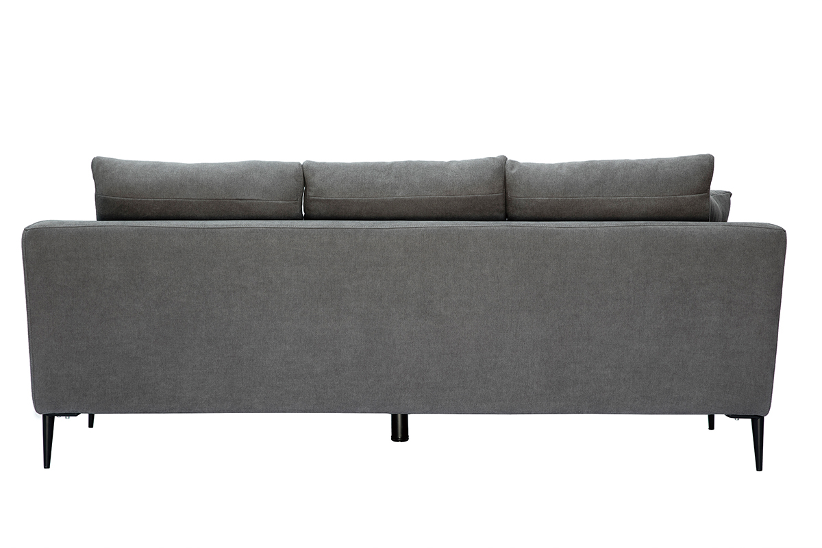 Divano design 3 posti in tessuto effetto velluto grigio JERRY