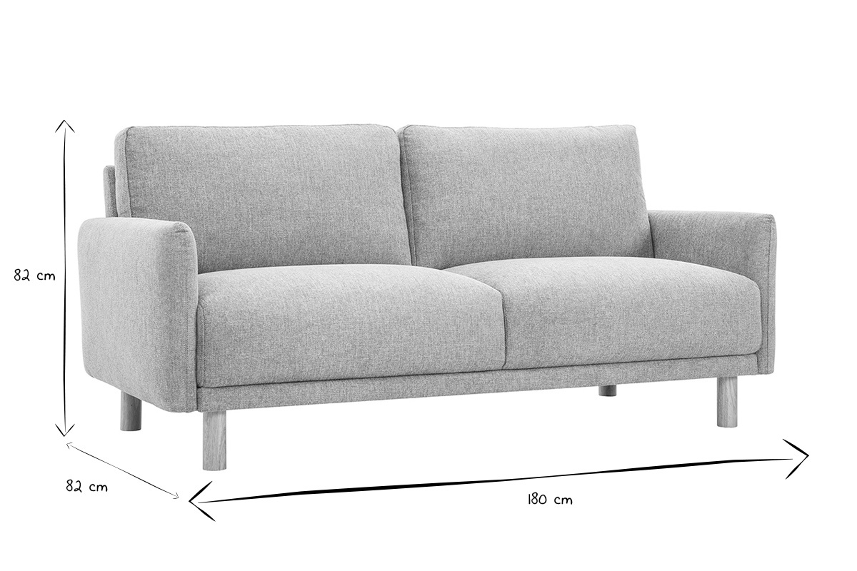 Dimensioni del divano a 3 posti BONO in nero e bianco: 82 cm di altezza, 82 cm di profondit�, 180 cm di lunghezza.