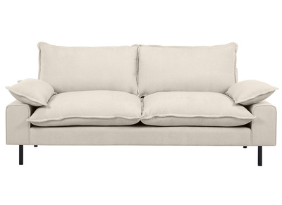 Divano design 3 posti in tessuto effetto velluto testurizzato beige e metallo nero DORY