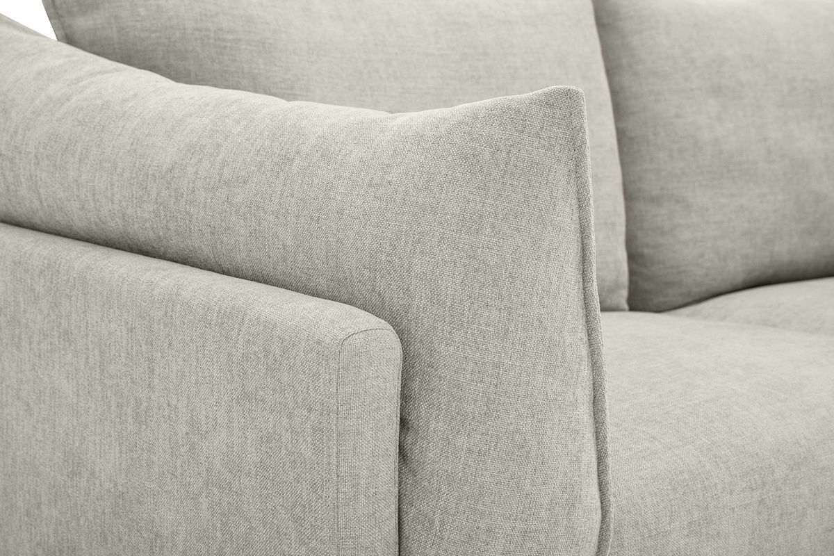 Divano design 3 posti in tessuto effetto velluto testurizzato beige e metallo nero MARIUS