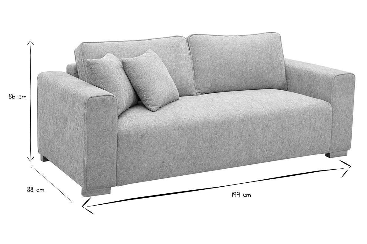 Divano design 3 posti in tessuto effetto velluto testurizzato beige PEPPER