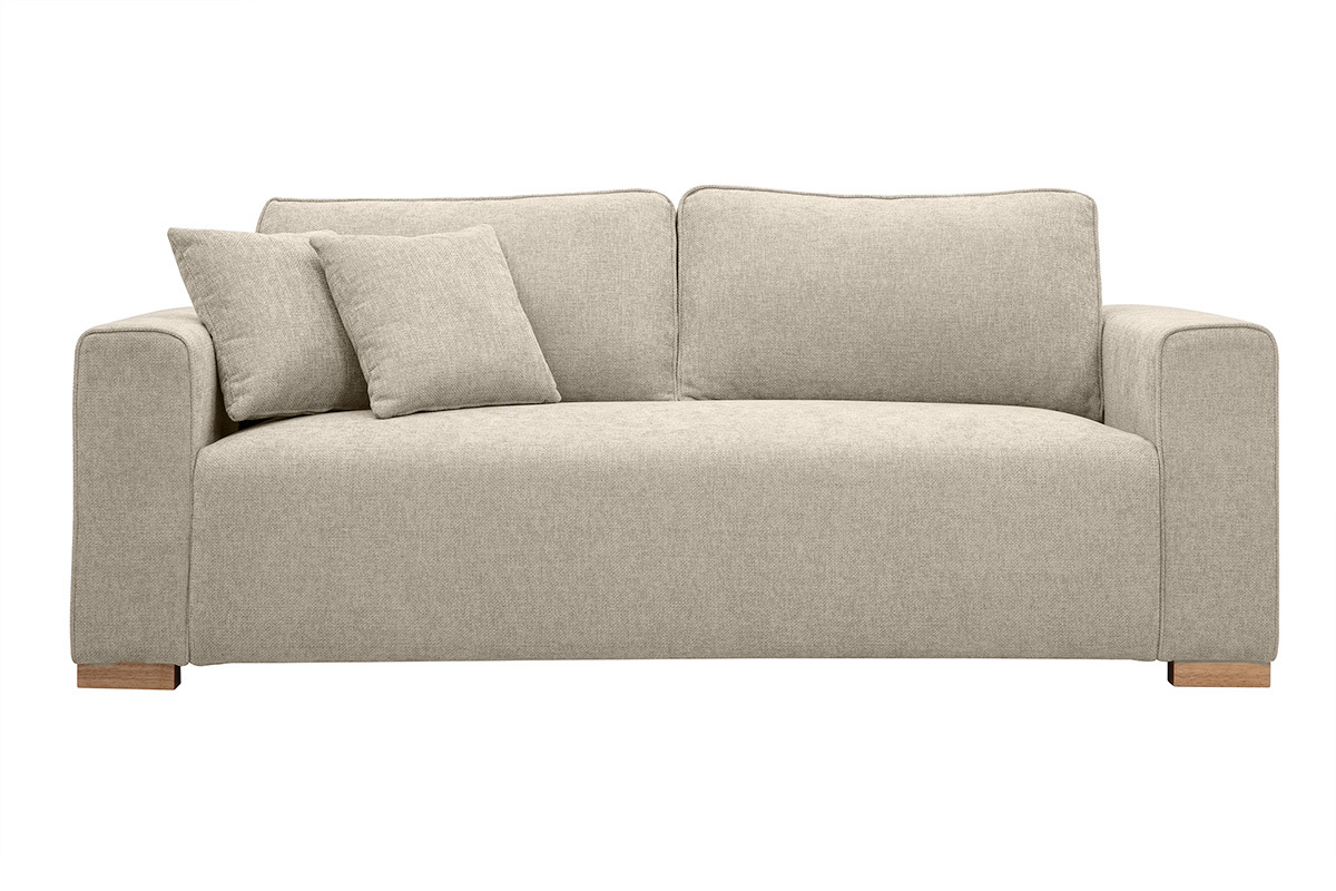 Divano design 3 posti in tessuto effetto velluto testurizzato beige PEPPER