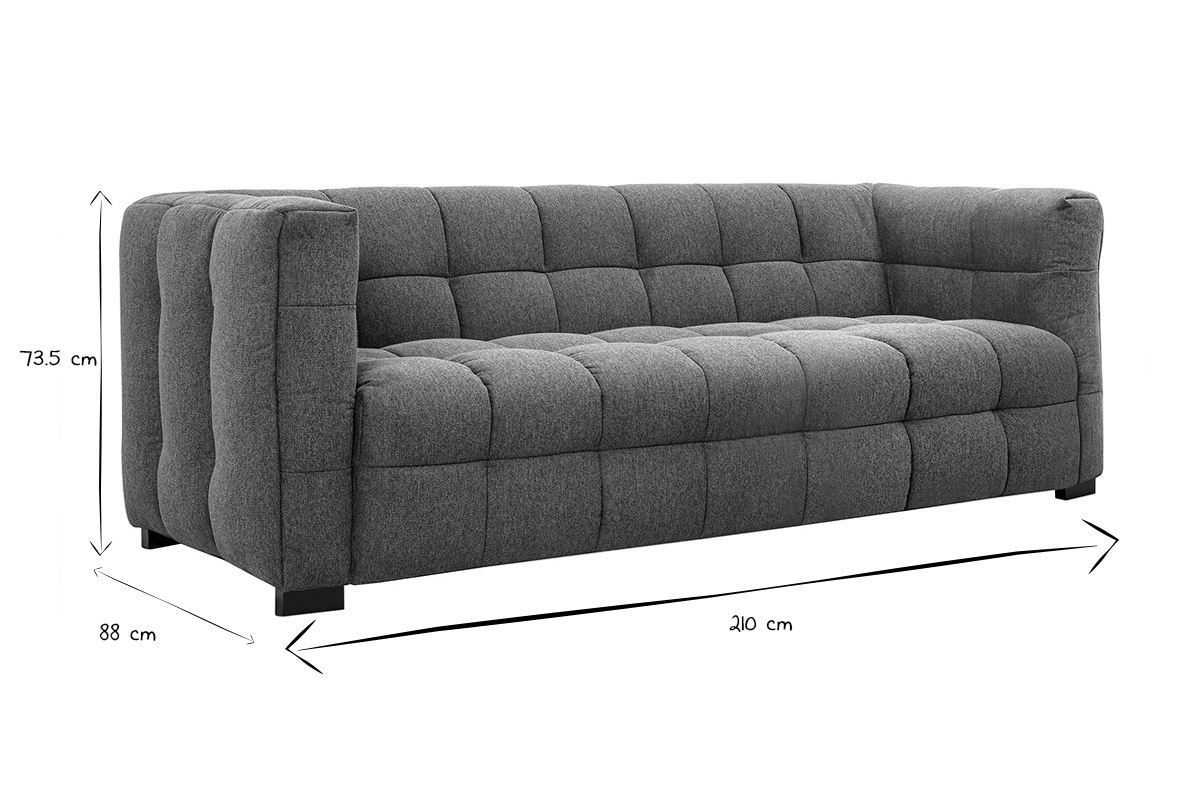 Divano design 3 posti in tessuto effetto velluto testurizzato blu scuro CORTO