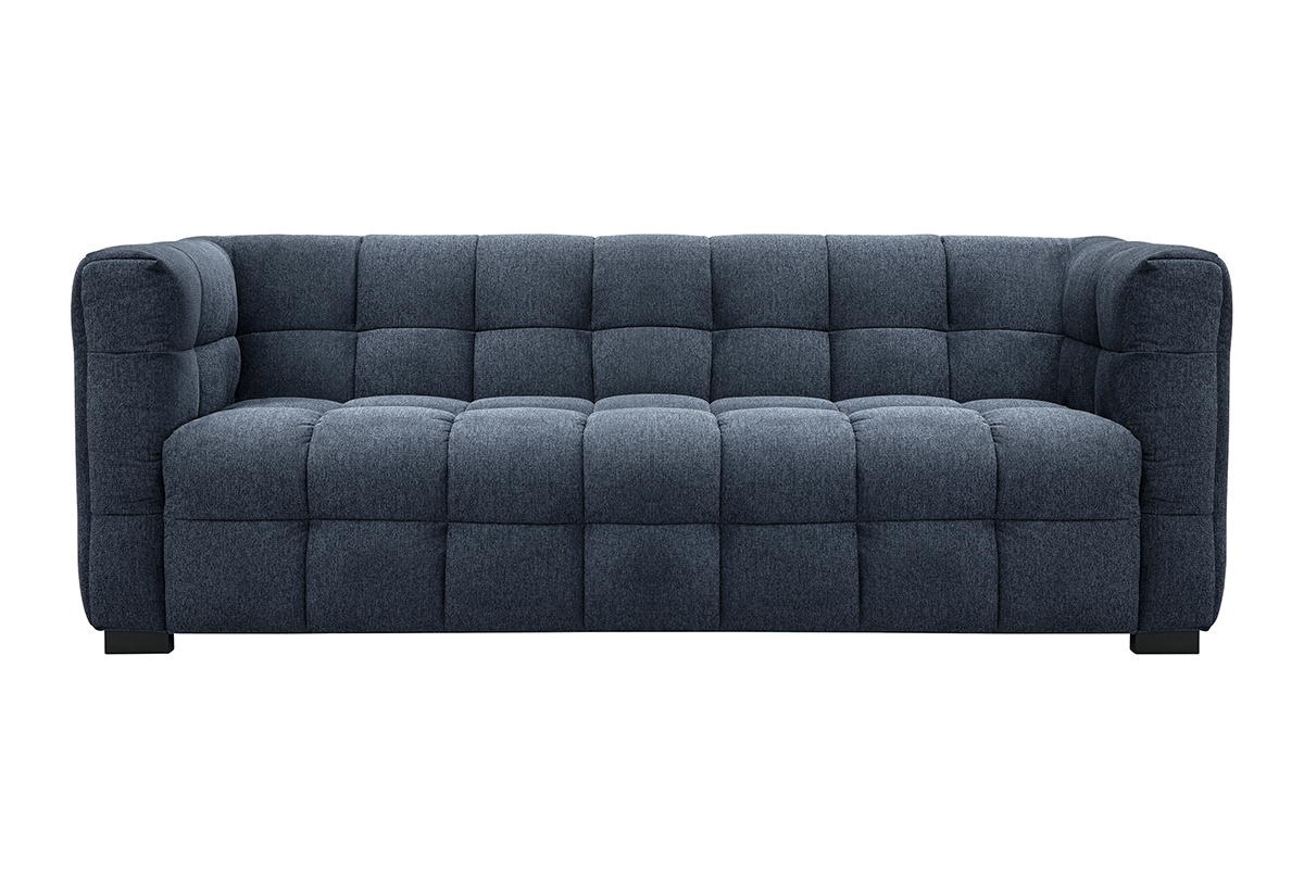 Divano design 3 posti in tessuto effetto velluto testurizzato blu scuro CORTO