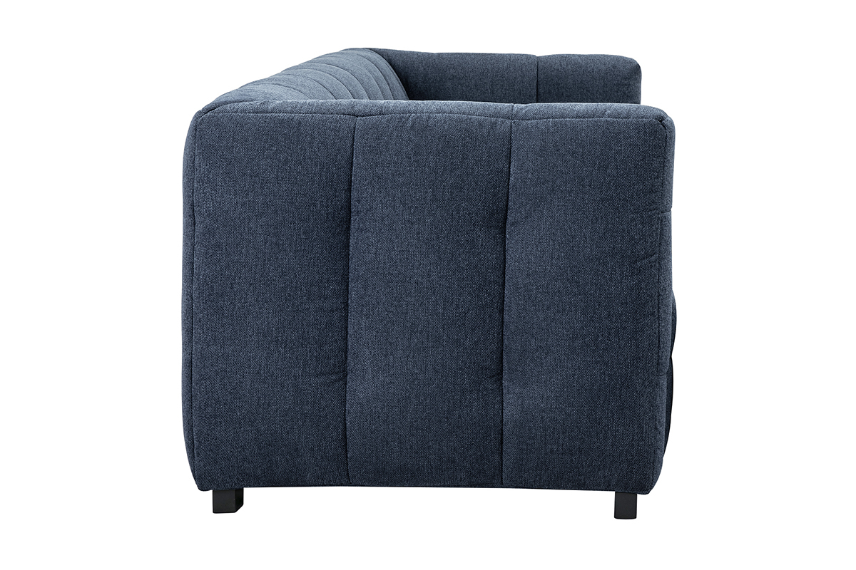 Divano design 3 posti in tessuto effetto velluto testurizzato blu scuro CORTO