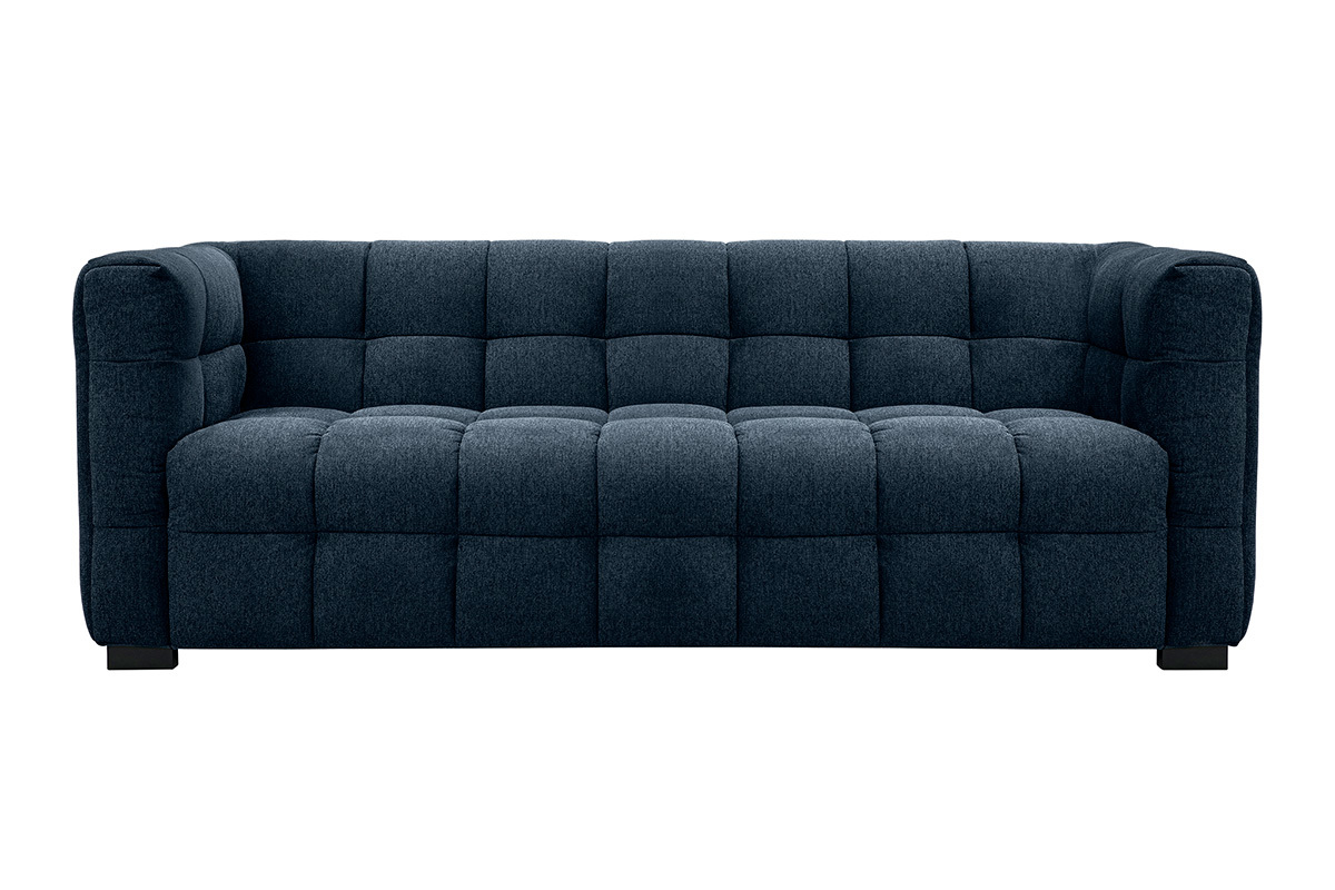 Divano design 3 posti in tessuto effetto velluto testurizzato blu scuro CORTO