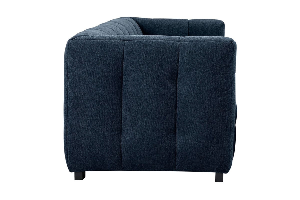 Divano design 3 posti in tessuto effetto velluto testurizzato blu scuro CORTO